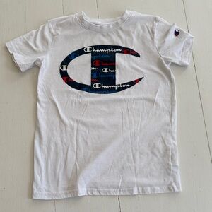 Champion Kids White Tee with Multicolor Logo